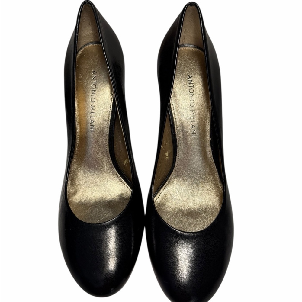 Antonio Melani Black Leather Heels Sz 8M